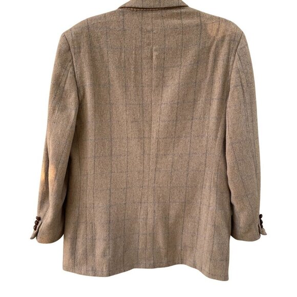 Phillipe Gabriel Designer Collection Vintage Mens Wool Taupe Plaid Blazer Jacket - Picture 7 of 11